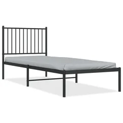 Vidaxl Kovinski posteljni okvir z vzglavjem črn 80x200 cm