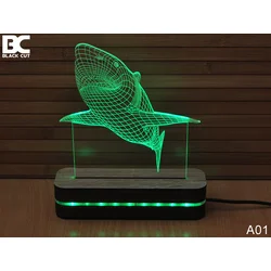Black Cut 3D Lampa Ajkula, Zelena