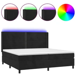 Vidaxl Box spring postelja z vzmetnico LED črna 200x200 cm žamet