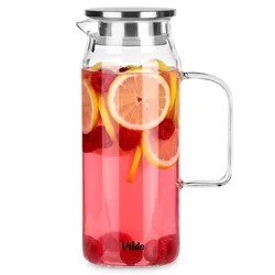 Artemis Steklen vrč za pijačo, vodo, sok, limonado, s pokrovom, 1,5 l