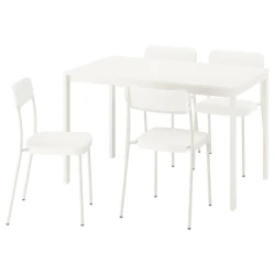 VIHALS / VIHALS Sto i 4 stolice, bela/bela, 84/120x74 cm