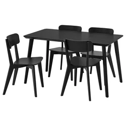 LISABO / LISABO Sto i 4 stolice, crna/crna, 140x78 cm