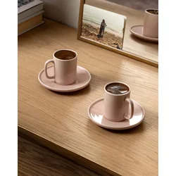 Madame Coco Set šolja za kafu sa tacnama Vela, 2 komada, 90ml, Roze