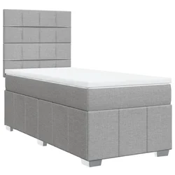 Vidaxl Box spring postelja z vzmetnico svetlo siva 90x200 cm blago