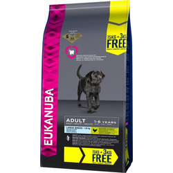 Eukanuba suha hrana za odrasle pse Adult Large Breed, 15 kg + 3 kg gratis