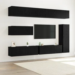 Set TV komoda Zidne 7 pcs Crni hrast Konstruirano drvo