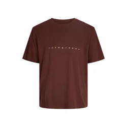 JACK & JONES Majica JJEStar čokolada / bela