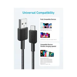 322 USB tip-A na USB tip-C kabl M/M 0.9m, 18W, pleteni, crni
