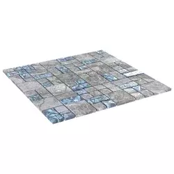 vidaXL Mozaična keramična ploščica 11 pcs Siva in modra 50 x 50 cm