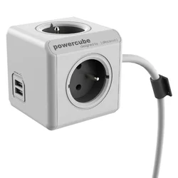Podaljšek z vtičnicami Cubenest PowerCube Extended USB PD 20 W A+C - siv, 1,5 m, 4 vtičnice