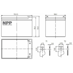 NPP NP12V-12Ah/ AGM BATTERY/ C20=12AH