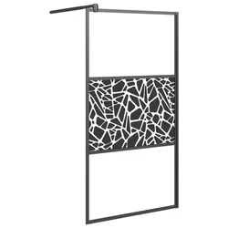 Pregrada za tuš 100 x 195 cm staklo ESG s uzorkom kamena crna