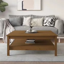 Stolić za kavu boja meda 100x100x40 cm od masivne borovine