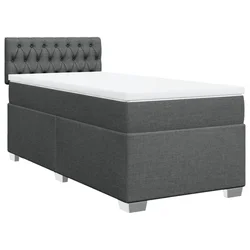 Vidaxl Box spring postelja z vzmetnico temno siva 90x190 cm blago