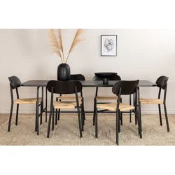 Venture Design Jedilna miza in stol komplet Uno 200x90x74 cm črna