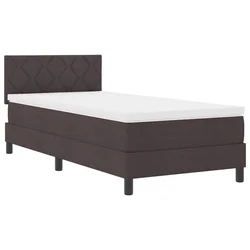 Vidaxl Postelja z vzmetnico z vzmetnico Temno rjava 90 x 190 cm blago