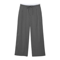 Pull&Bear Hlače z naborki antracit/bela
