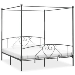 Okvir za krevet s nadstrešnicom sivi metalni 200 x 200 cm