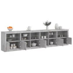 Komoda s LED svjetlima siva boja betona 283x37x67 cm