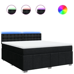 Vidaxl Box spring postelja z vzmetnico črna 180x200 cm blago