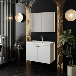 Skye Decor Set kupatilskog ormarića sa umivaonikom i ogledalom, 2 dela, Beli
