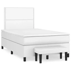 Vidaxl Box spring postelja z vzmetnico bel 120x200 cm umetno usnje