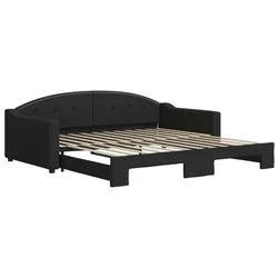 Vidaxl Izvlečna dnevna postelja črna 100x200 cm blago