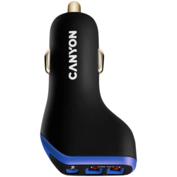 CANYON car charger C-08 PD 18W USB-C 2USB-A Black Purple
