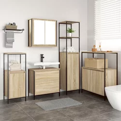 Set namještaja za kupaonicu Zidne 5 pcs Bež Konstruirano drvo