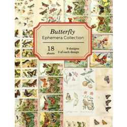 Butterfly Ephemera Collection: 18 sheets - 9 designs - 2 of each design
