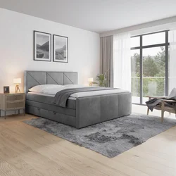 Livetastic BOXSPRING POSTELJA 180 cm  x 200 cm , leseni material svetlo siva