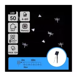 Aigostar - LED solarni dekorativni lanac 50xLED/8 funkcija 10m 800mAh IP65 hladna bela
