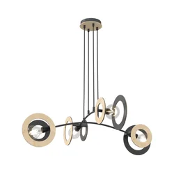 Luster na sajli SKIVA 4xE27/15W/230V crna/bež