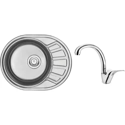 Deante ZST 011C Sudopera, 1 korito, 18cm + BCA 066M Slavina, 256mm, Inoks