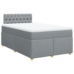 Vidaxl Boxspring postelja z vzmetnico svetlo siva 120x190 cm blago