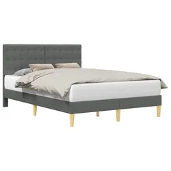 Vidaxl Konstrukcija postelje z vzglavjem Temno siva 140 x 200 cm Blago