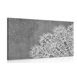 Slika elementi rožaste Mandale v črnobeli izvedbi - 120x80