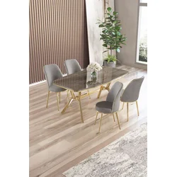 Hanah Home Trpezarijski set, 5 komada, Sivi
