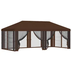 Pokrov za gazebo s bočnim zidovima 6 x 3 m Smeđa Poliester 190