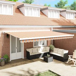 Povlačivi tende Šareni 500 × 300 cm Platno i Aluminij