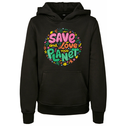 Kids Save And Love Hoody Black