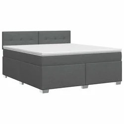 vidaXL Postelja boxspring z vzmetnico Temno siva 140 x 200 cm Blago