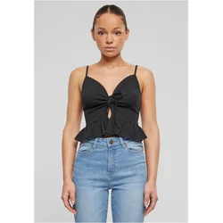 Womens top Waffle Pique Ruffle black