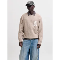 JACK & JONES Pulover JCOLEGACY progasto bež/bela