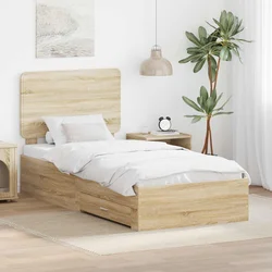vidaXL Konstrukcija postelje Sonoma hrast 75 x 190 cm Konstruiran les