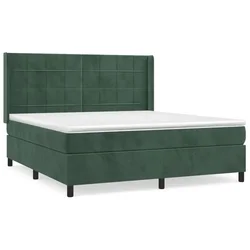 Vidaxl Box spring postelja z vzmetnico temno zelena 180x200 cm žamet