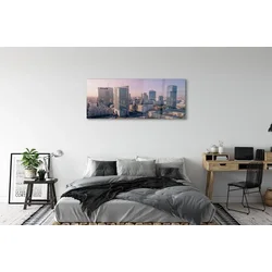 tulup.si Steklena slika Varšave nebotičnikov panorama 140x70 cm 2 obešalnika