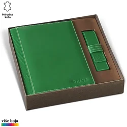 Princ Leather Set Rokovnik, B5, 330 listova + Futrola za olovku, Zeleni