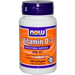 NOW Vitamin D3 400ij, 180 kapsula