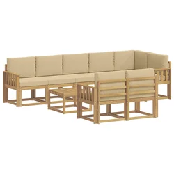 Set vanjskih sofa s jastukom 9 pcs Bijela i bež Poliester